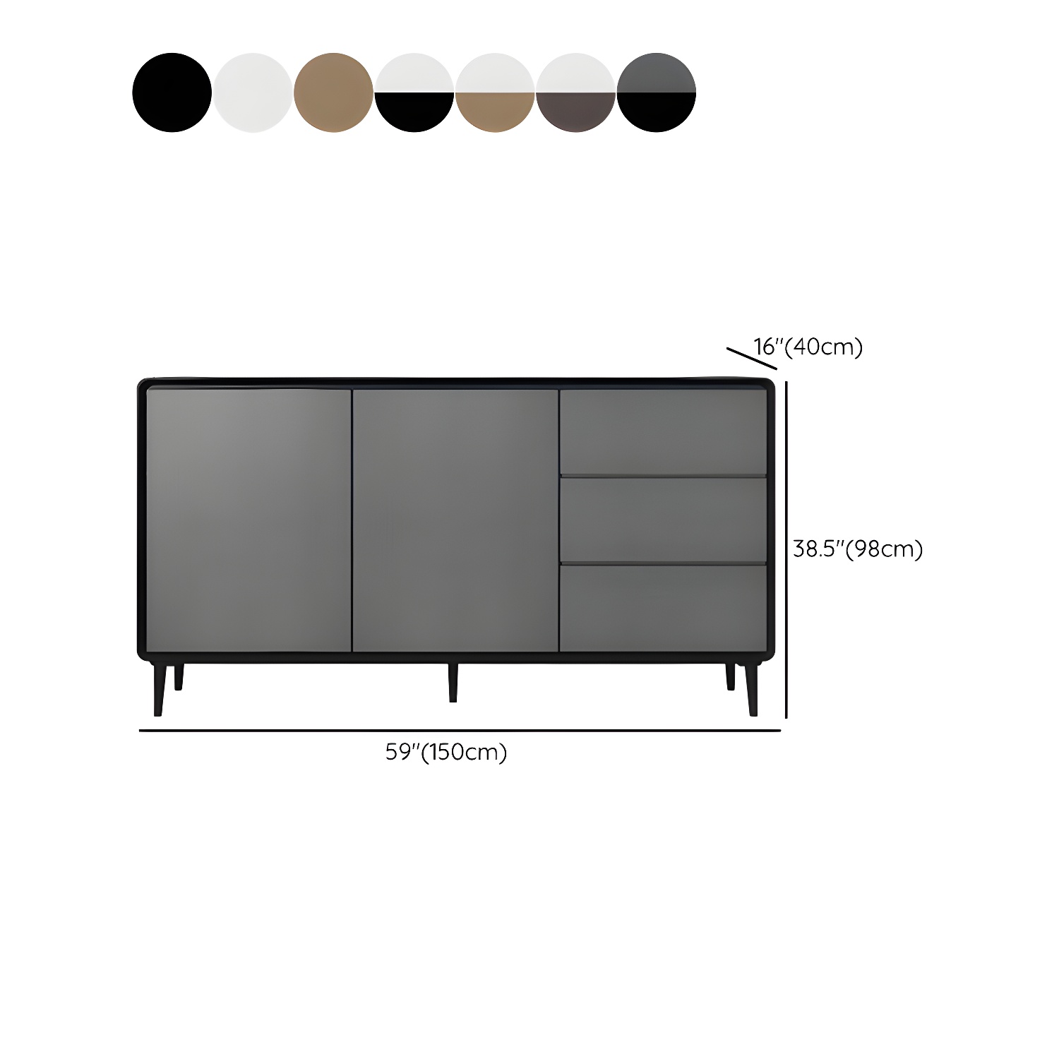 Modern Wood Buffet Sideboard Cabinet with 2 Doors and 3 Drawers - image 25