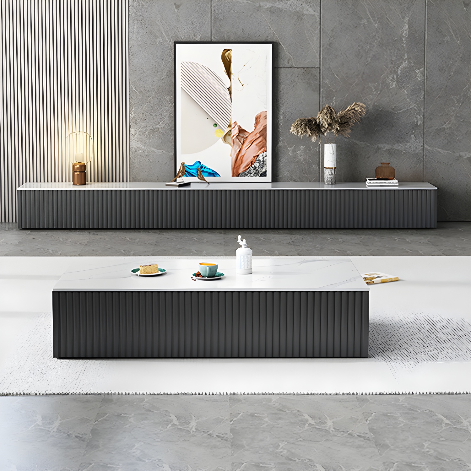 Contemporary TV Stand Console Wood TV Media Stand with Drawers - image 5