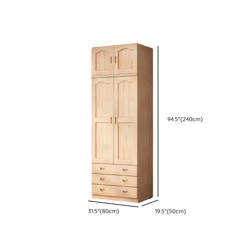 Modish Natural Color Reclaimed Wood Wardrobe Armoire with Soft Close Drawer, Soft Close Door - image 15