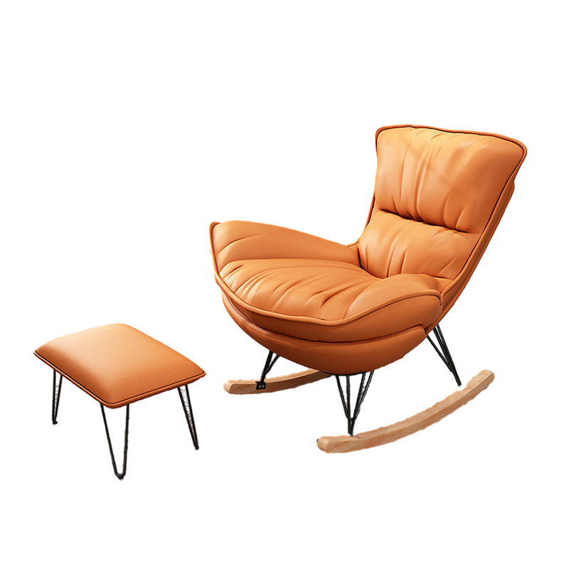 Elegant Upholstered Rocking Chair with Natural Wood Legs - Modern Style for Chic Home Decor - image 15