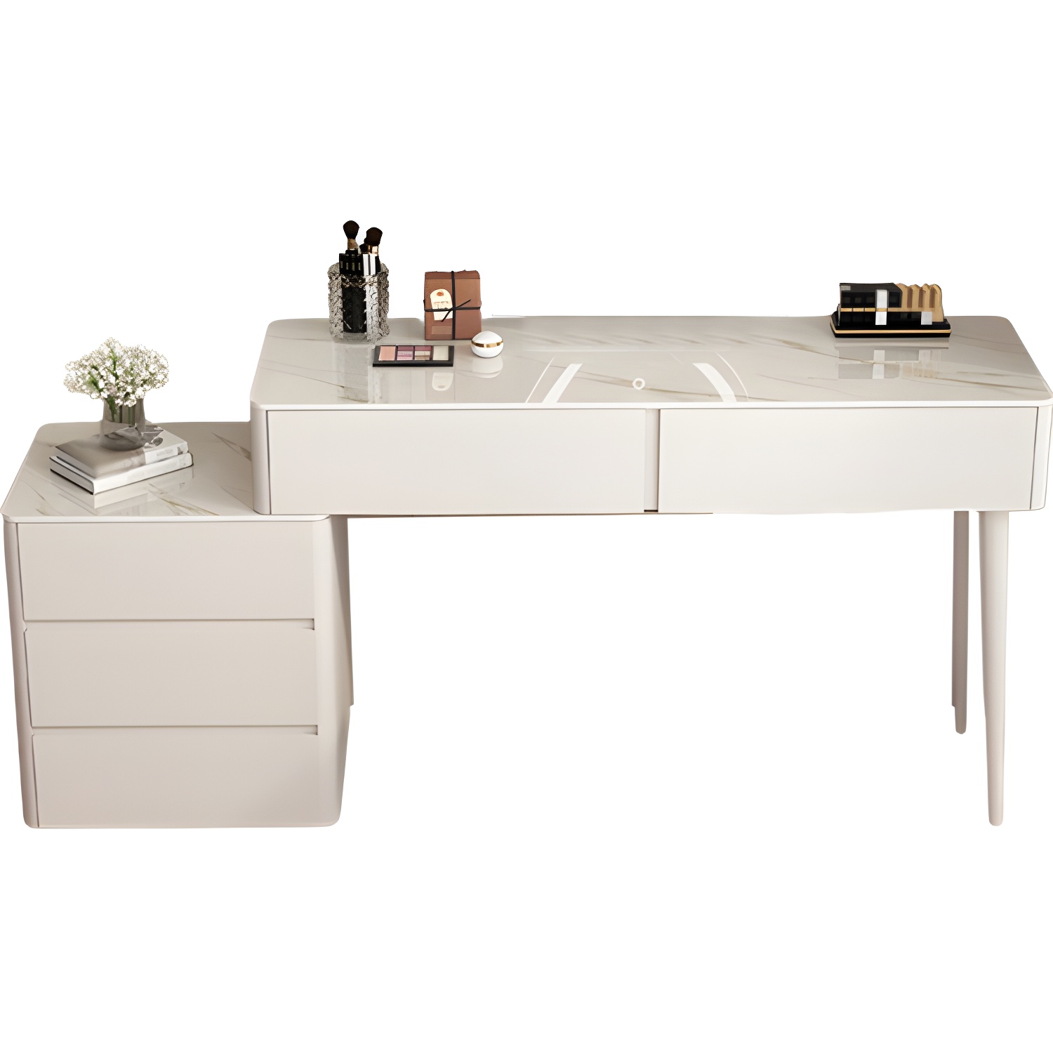 Modern Wood Makeup Vanity with Soft Close Drawer Glides & 2 Drawers