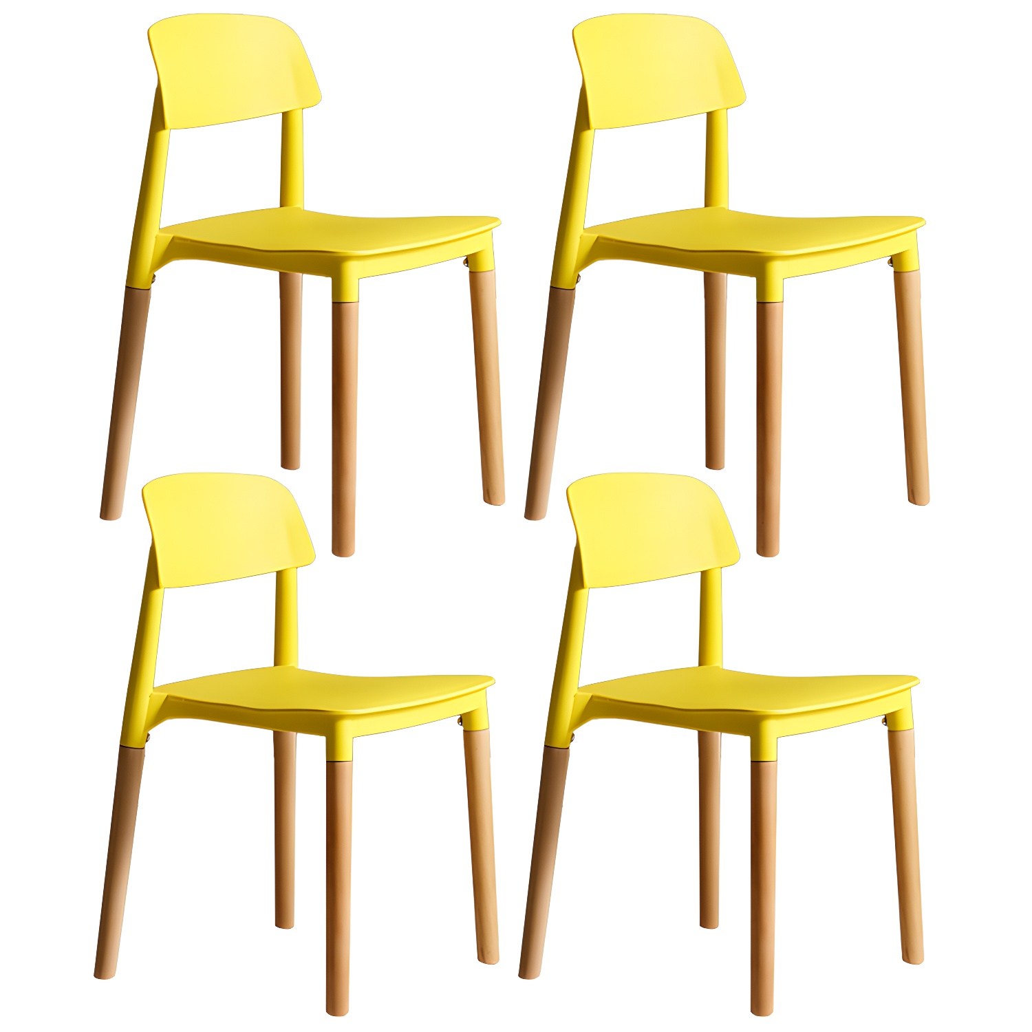 Scandinavian Home Side Chair Open Back Wood Legs Dining Room Chair Set - image 8