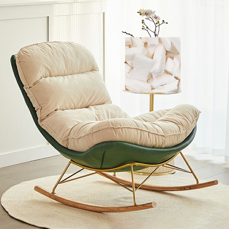 Trendy Faux Leather Upholstered Rocking Chair Couch with Footstool , Spindle Back and Resistant To Dirt - image 3