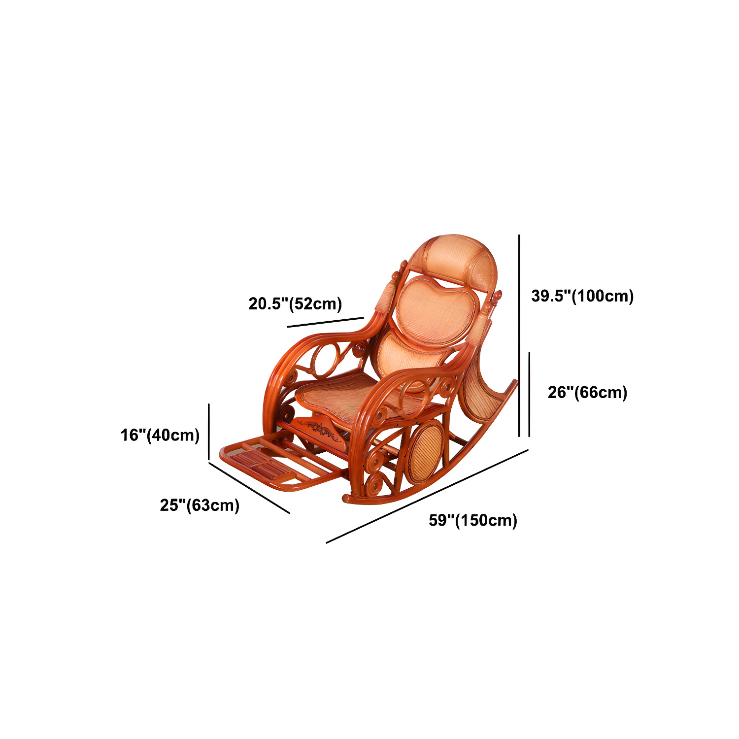 Traditional Spindle Rocking Accent Chair Tobacco Finish Rocker Chair Reclining - image 24