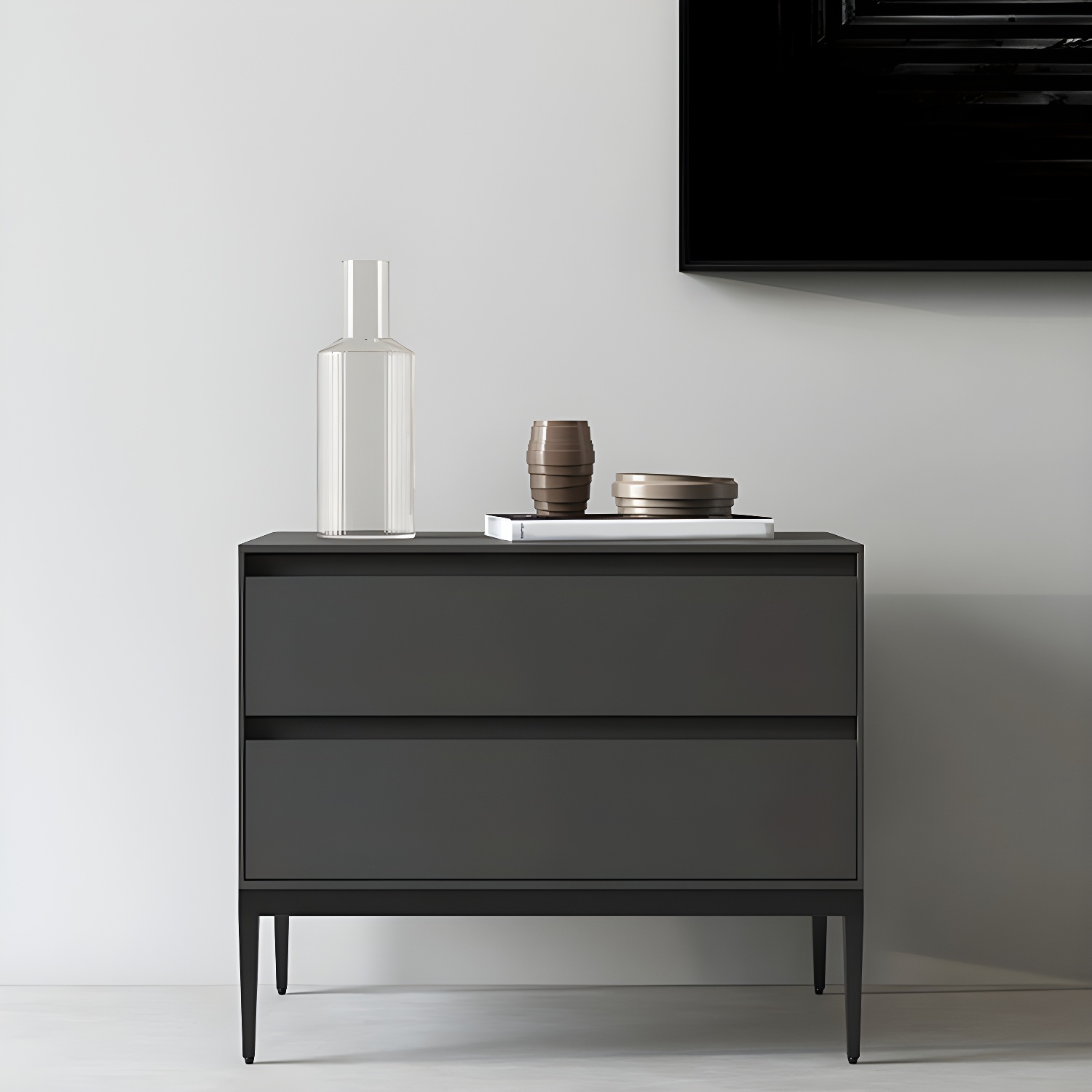 Wooden Night Table Contemporary Bedside Cabinet with 2 Drawers - image 6