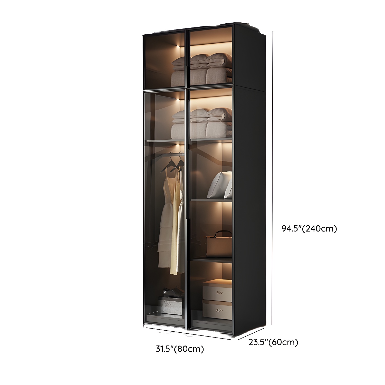 Convenient White Wardrobe Armoire with Shelves and Clothing Rod - image 14