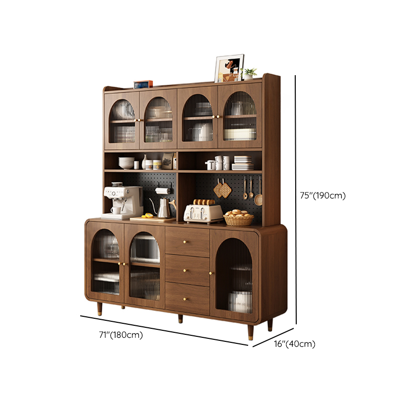 3 Drawers Modish Tan Standard Sink Cabinet with Glass Doors, 2 Shelves/1 Shelf, and Cabinets - image 22