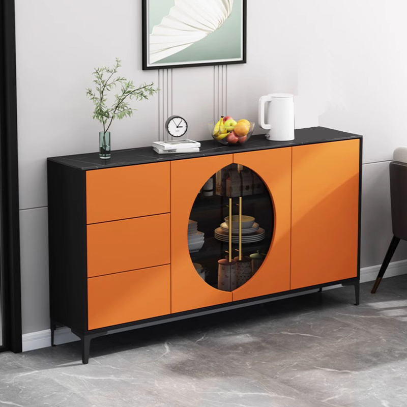 Stunning Wood Sideboard Credenza with Stone Countertop and Glass Doors - image 3