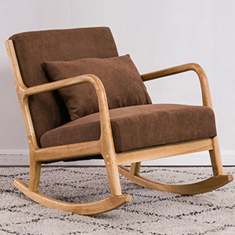 Modern Upholstered Rocking Chair with Natural Wood Legs and Recessed Back Cushion - image 12