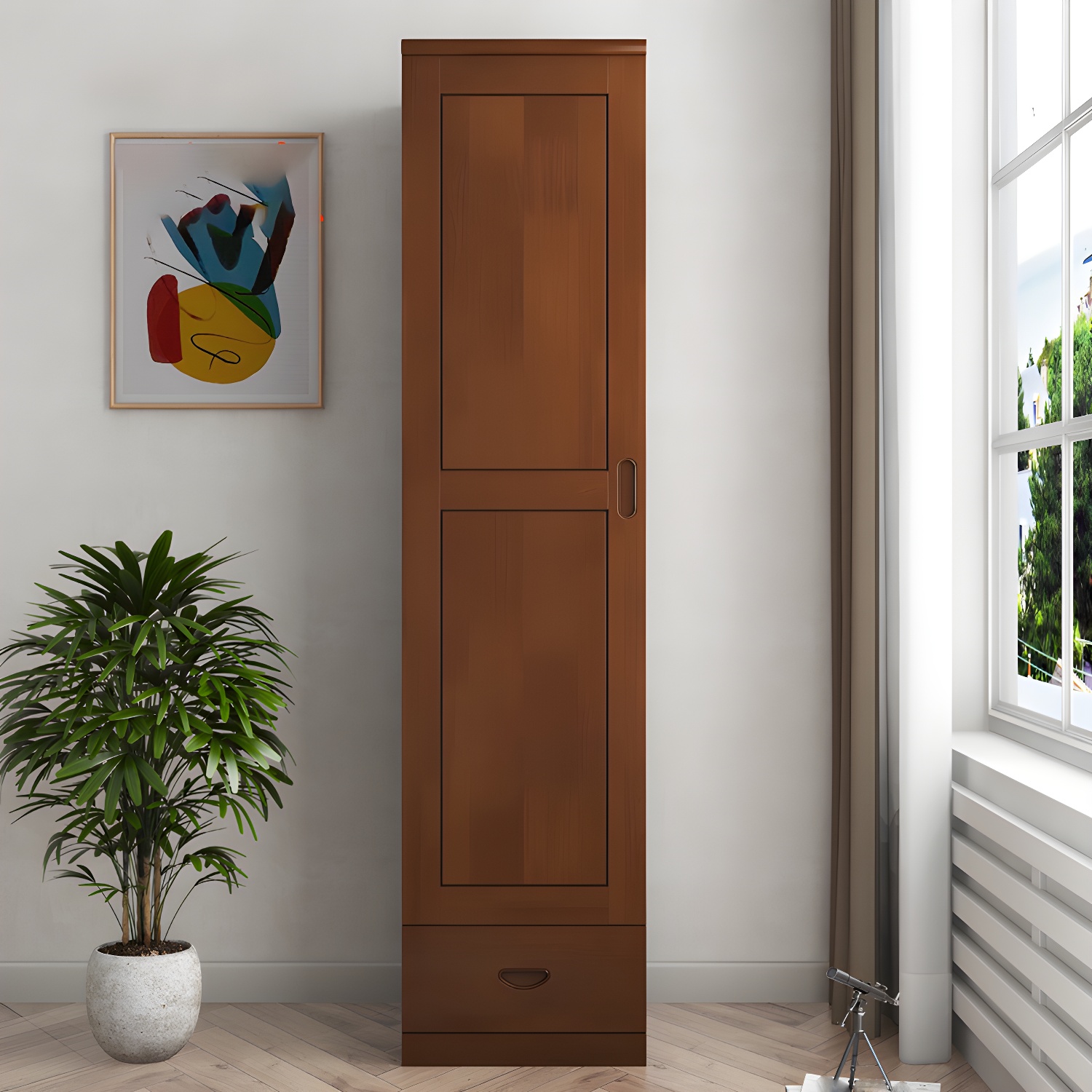Traditional Wardrobe Cabinet Hinged Rubberwood Wardrobe Armoire