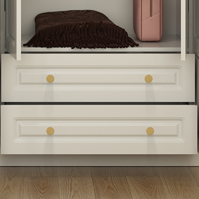 Art Deco Chalk Manufactured Wood Free Standing Interior Shelves Wardrobe with Soft Close Drawer and Hanging Rod - image 10