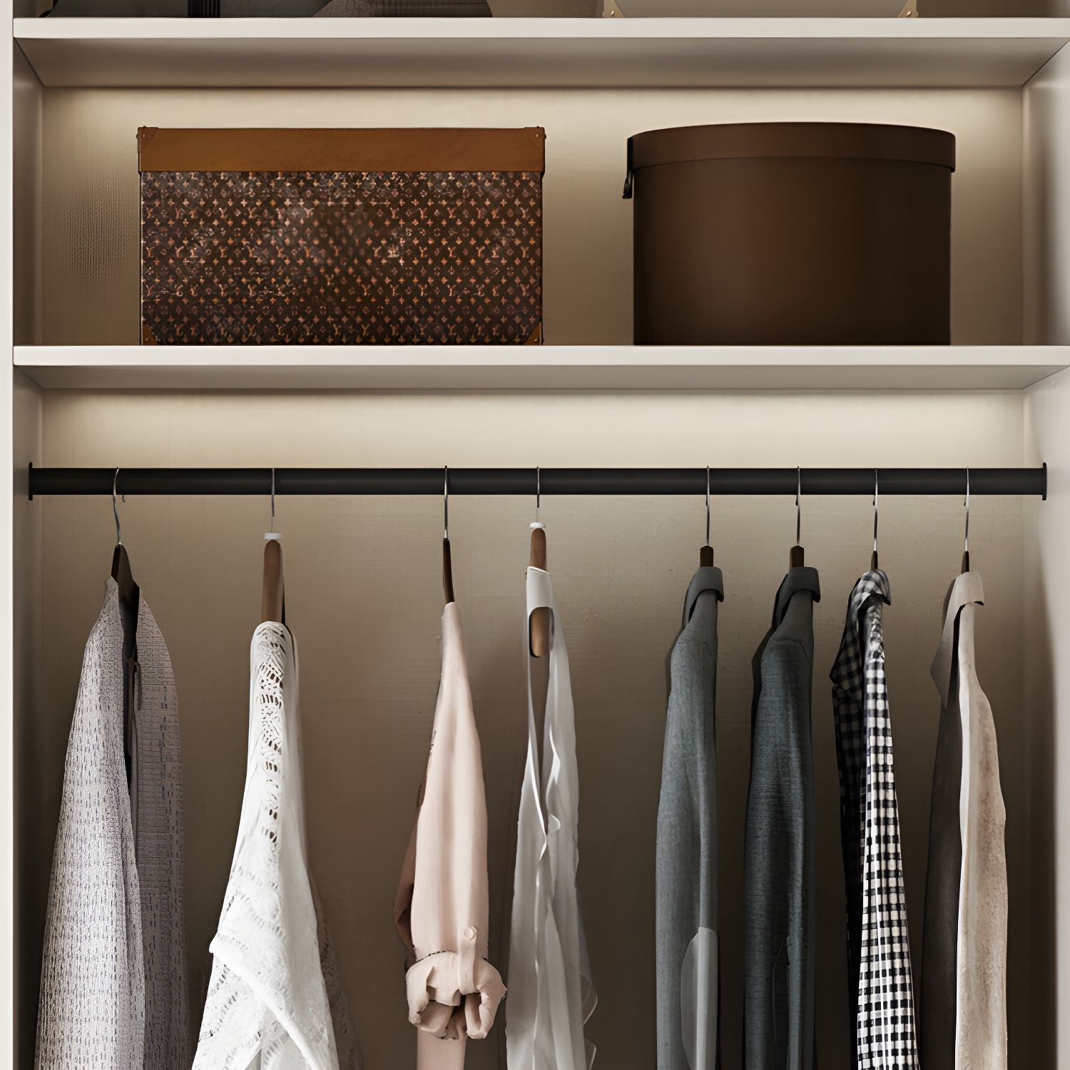Modern White Wood Armoire with Drawers, Clothing Rod, and Shelves - image 9