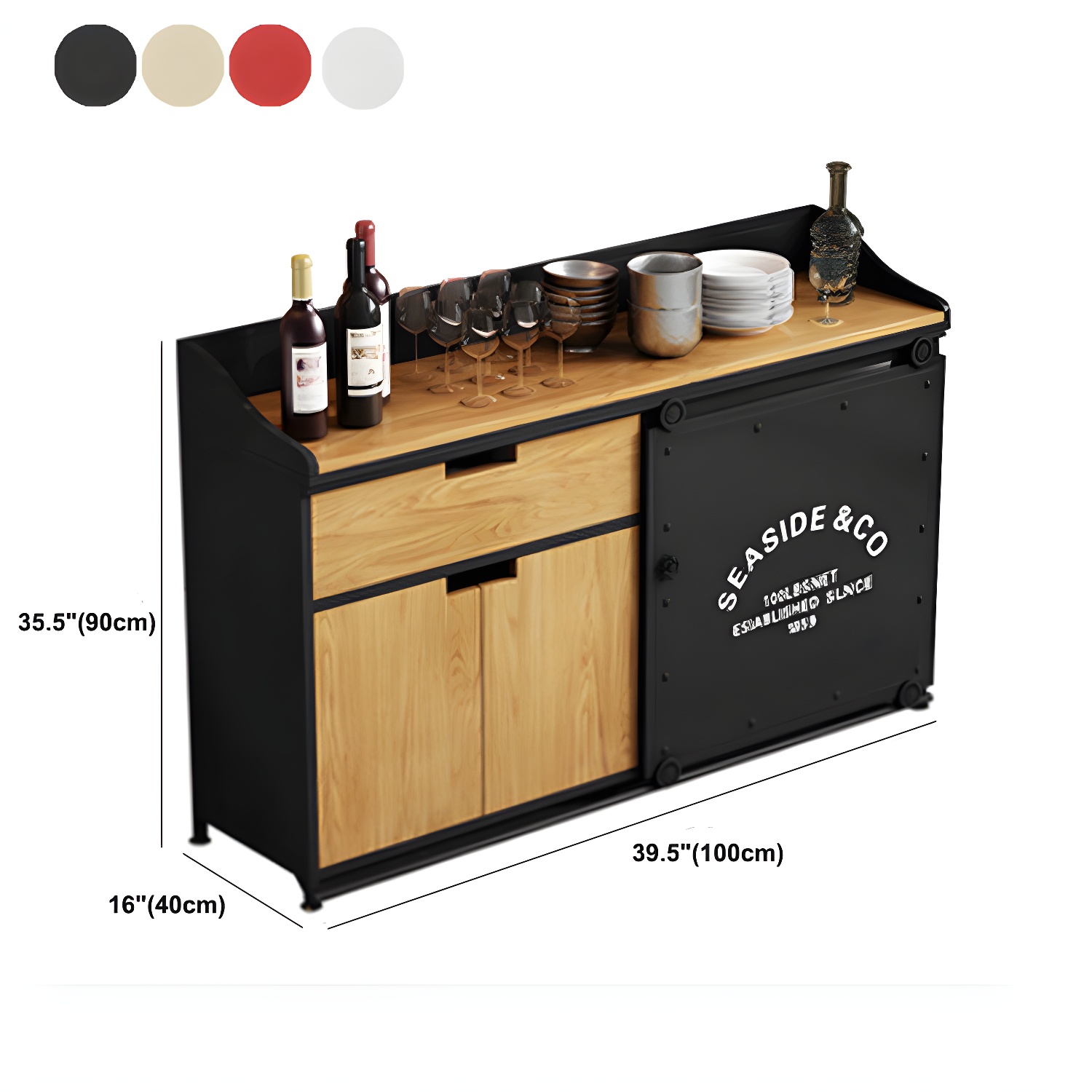 Modern Style Side Board Metal Sideboard with Sliding Door for Kitchen - image 15