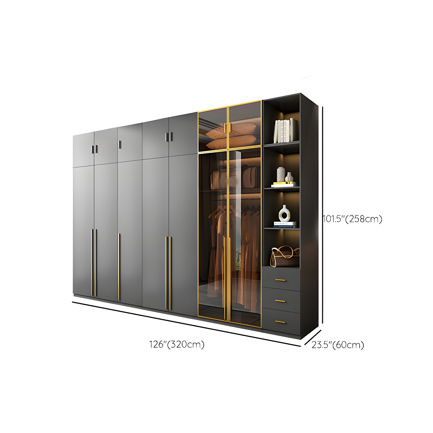 Modern Glass Wardrobe Wardrobe Armoire Wardrobe Cabinet for Home - image 37