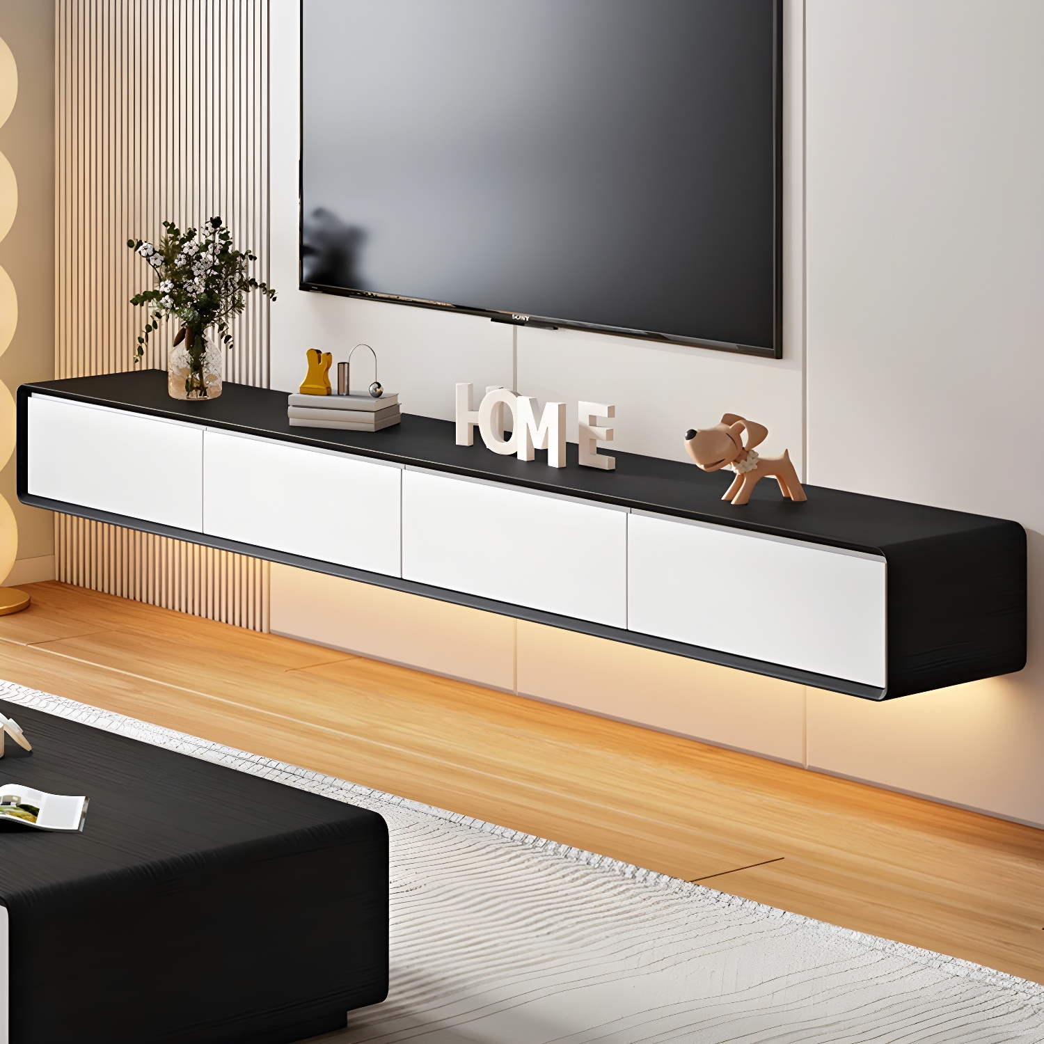 Modern Floating 2-Drawer TV Cabinet with Cable Management for Living Room - image 3