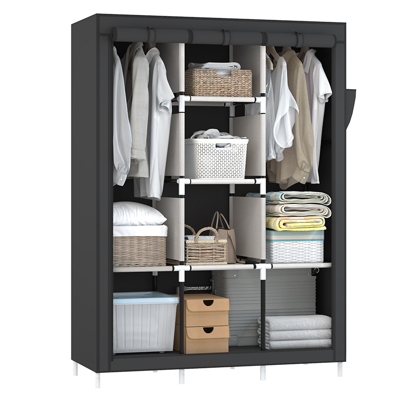 Modish Synthetic Unfixed Wardrobe Closet with Interior Shelves and Clothing Rod - image 7