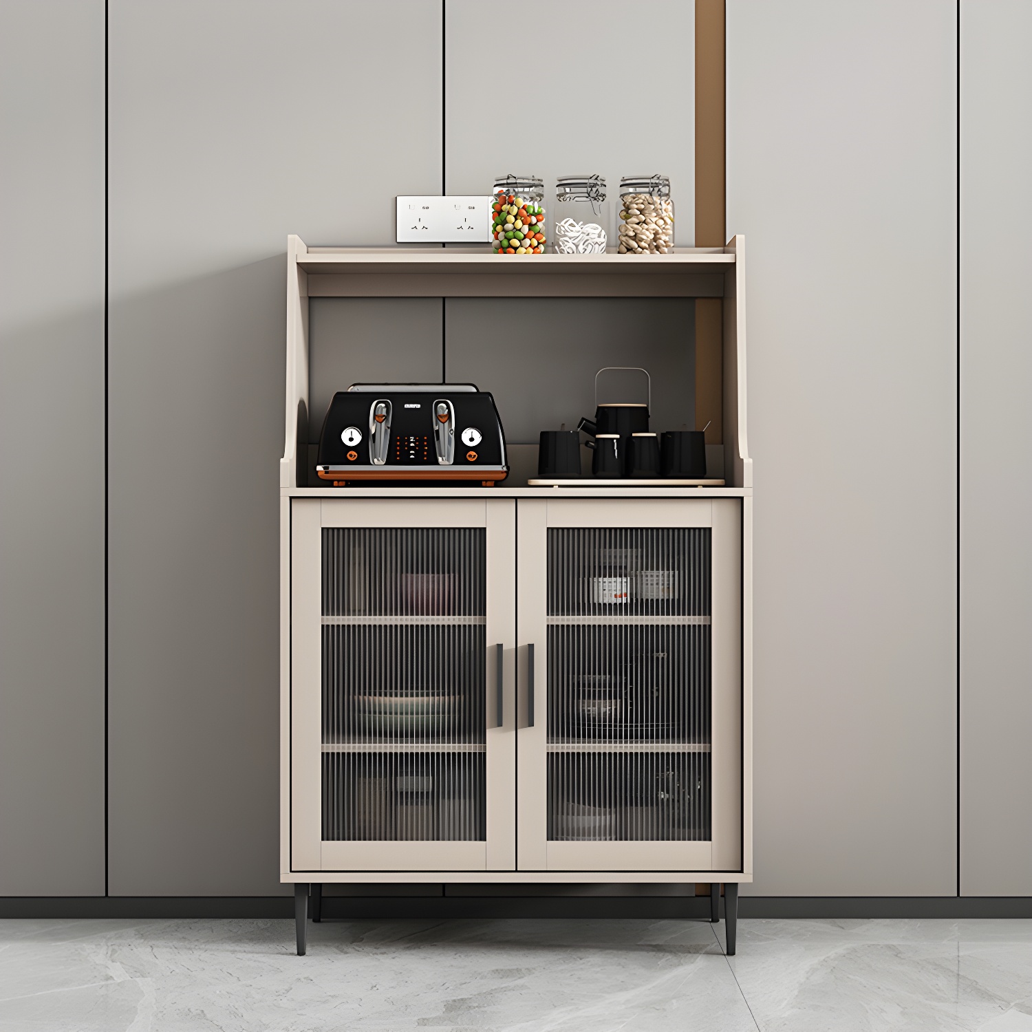 Contemporary Wood Sideboard 50-inch Height Cupboard for Living Room - image 3