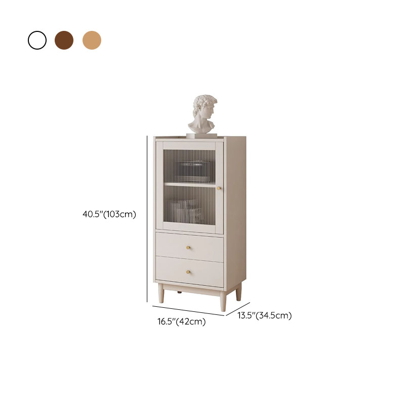 Scandinavian Solid Wood Accent Cabinet with Glass Door, 1 Cabinet and 2 Drawers for Living Room - image 11