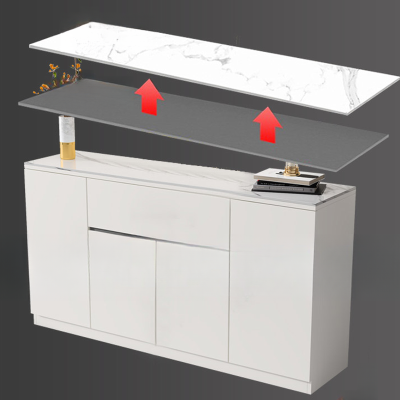 Standard/Wide Modish Adaptable Shelf Sideboard with Pantry Hutch and Sintered Stone Countertop, 3 Drawers/2 Drawers/Single Drawer & 3 Doors/4 Doors - image 4