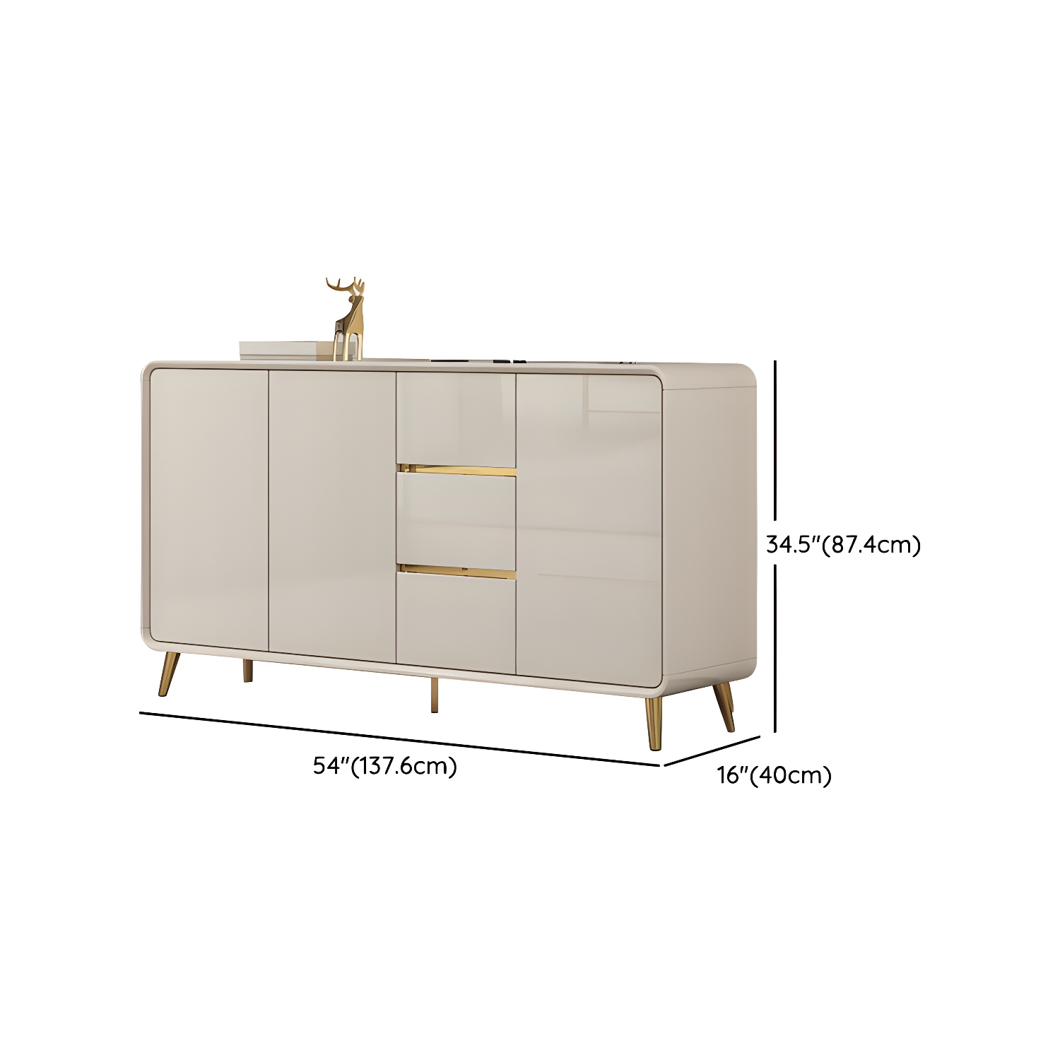White Glam Sideboard Credenza with Adjustable Shelving and 3 Drawers - image 21