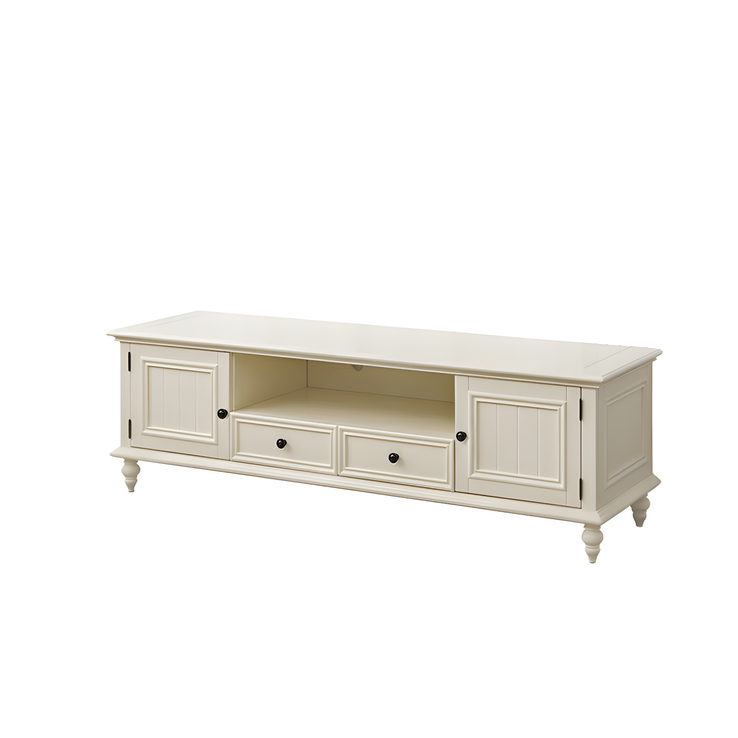 Modern Wood TV Stand with Open Storage & Cabinet Included - Standard Height - 3 Cabinets - With Legs - image 7