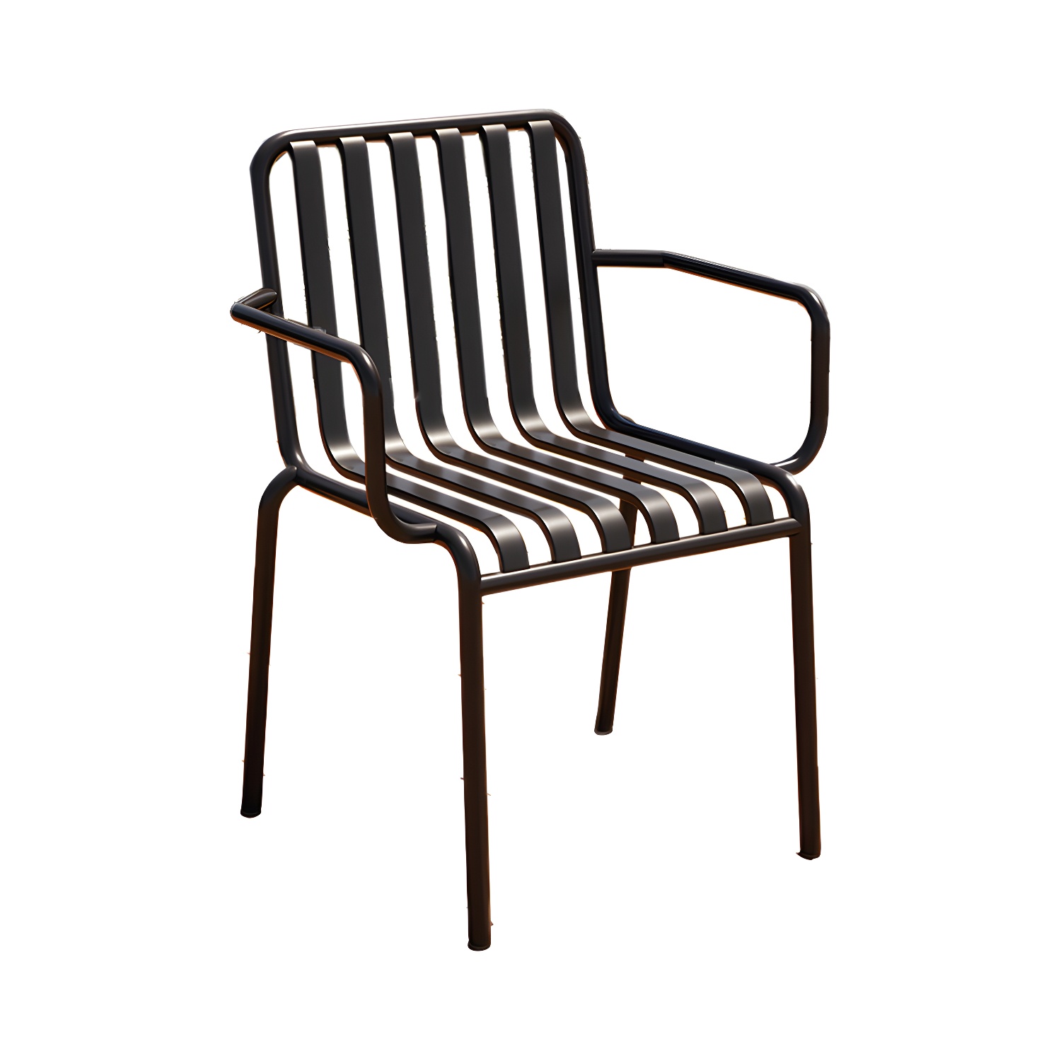 Contemporary Metal Patio Dining Side Chair Slat Back Side Chair - image 6