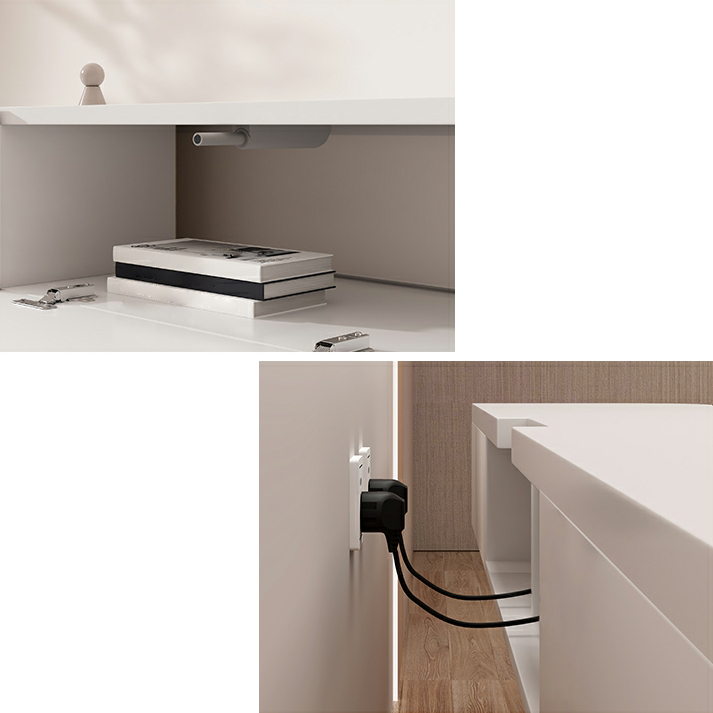 Elegant Rubberwood TV Stand with Floating Mount, Cable Management, and Soft Close Drawers - image 11