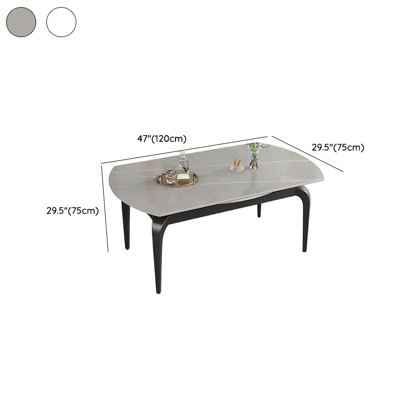 Minimalist Rounded Slate Stone Dining Table Set with 4 Legs and Padded Chair Back, Available in 9-piece/7 Piece Set/5-piece - image 8