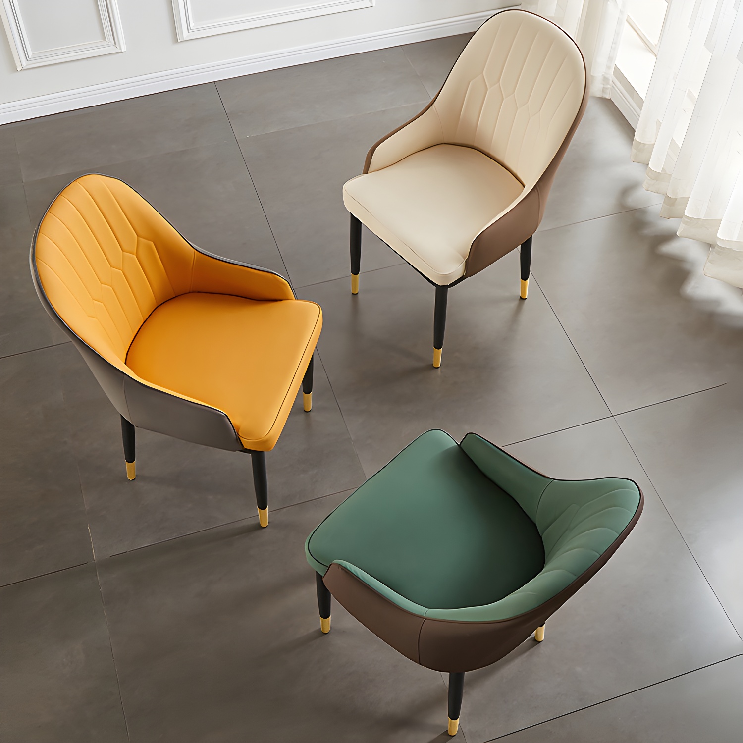 Contemporary Metal Dining Room Chairs Upholstered Dining Armchairs for Home Use - image 12