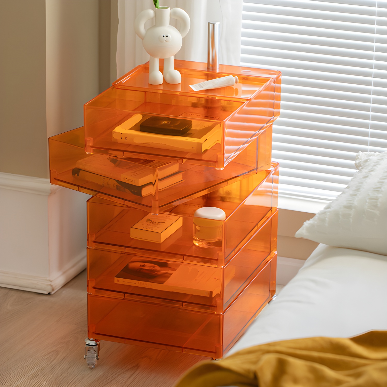 Plastic Five-Drawer Nightstand 28" H Night Table with Casters - image 17