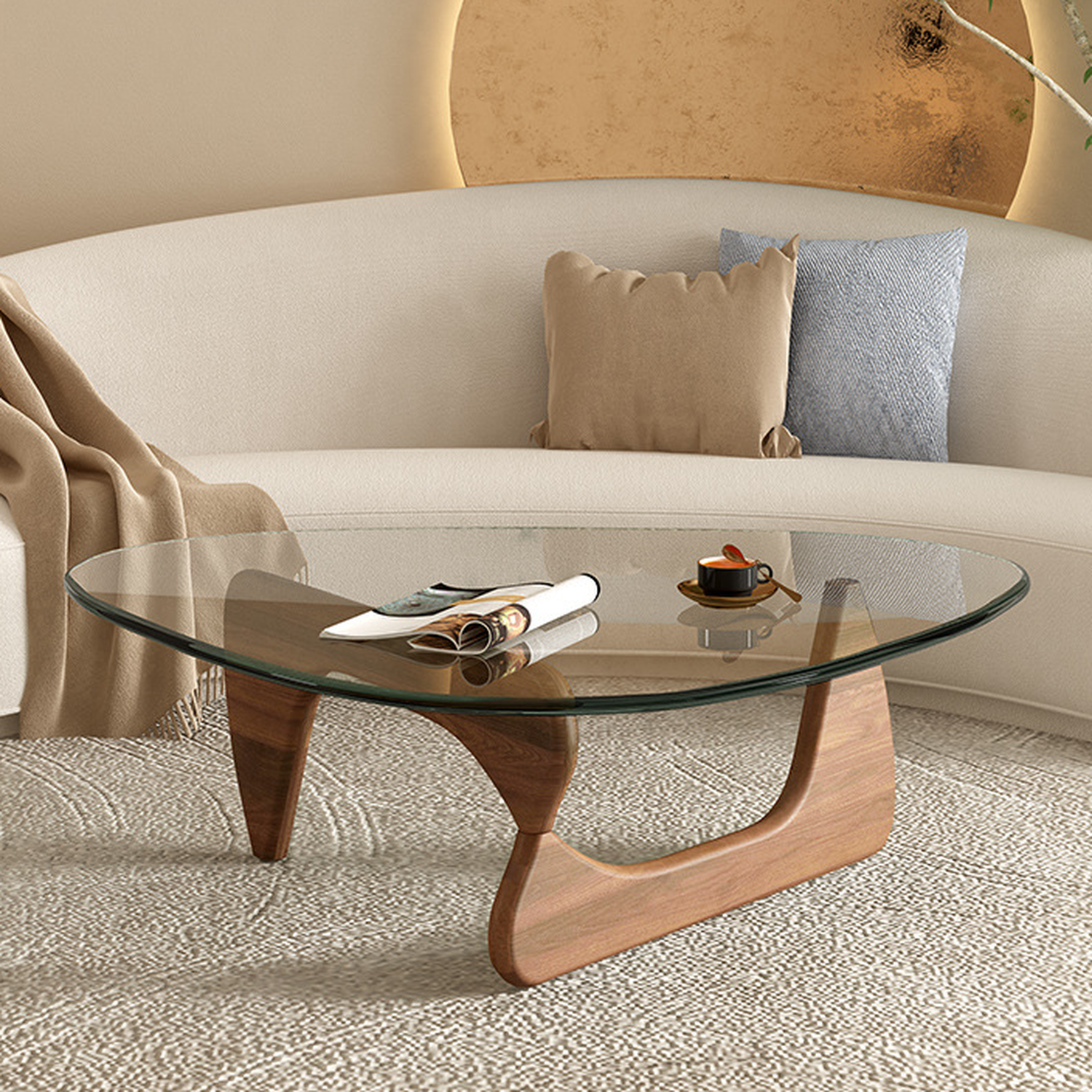Simplistic Pennels Tempered Glass Single Side Table with Abstract Base Indoor Use - image 13