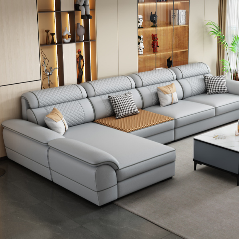 Modern Simple Style Straight/L-Shape Horizontal/Reversible Sofa Couch/Sofa Chaise in Grey with Water-resistant and Pillow Top Arm, 2-piece/3 Pc