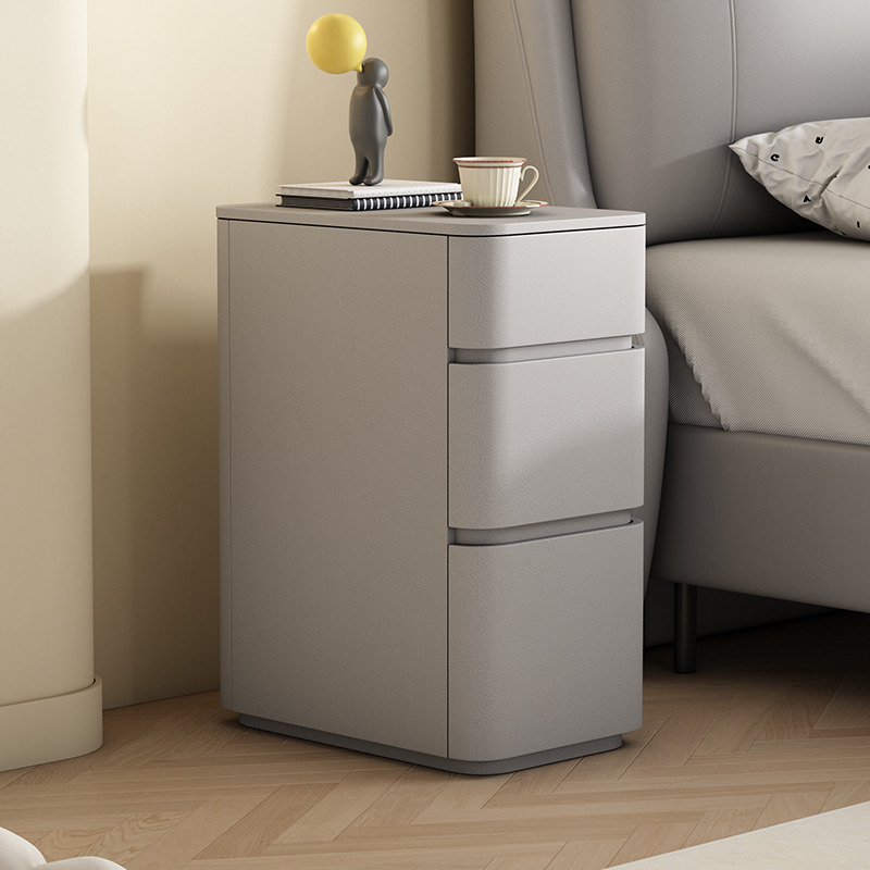 Minimalist Drawer Storage Nightstand with 3 Drawers and Artificial Leather Countertop - image 4