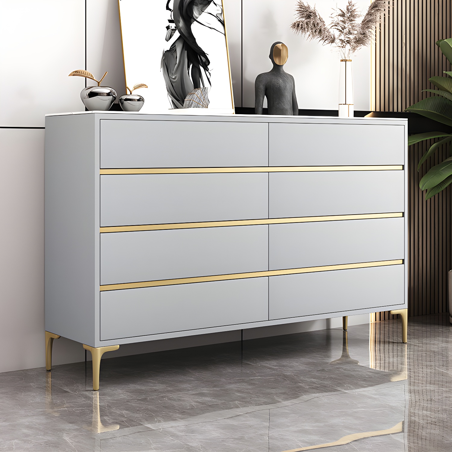 Glam Vertical Stone Storage Chest Bedroom Chest with 8 Drawers - image 14