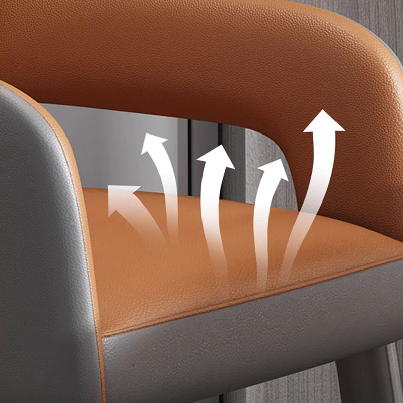 Faux Leather Arm Chair with Standard Back and Metal Legs in Gray for Kitchen & Dining - image 15
