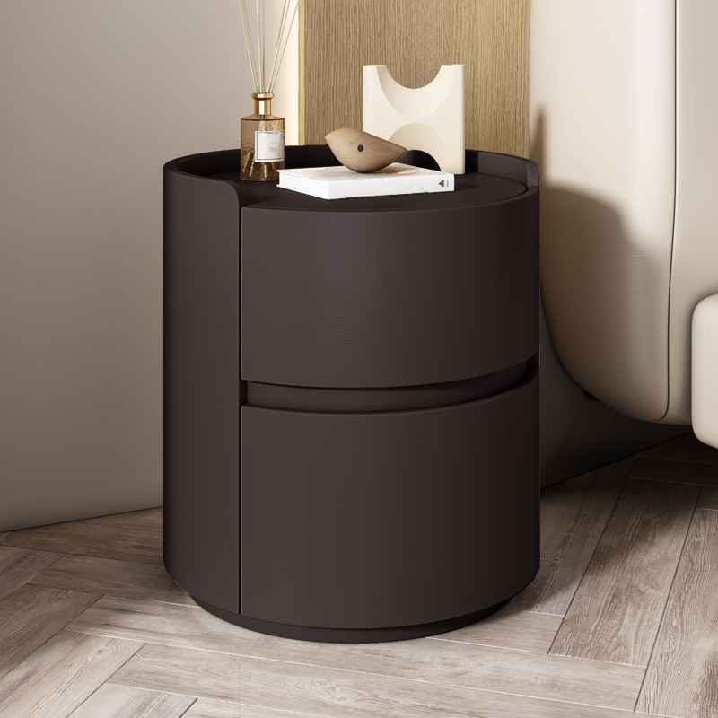 Modern Simple Style Vinyl Leather Nightstand With Drawer Storage, 2 Drawers - image 20