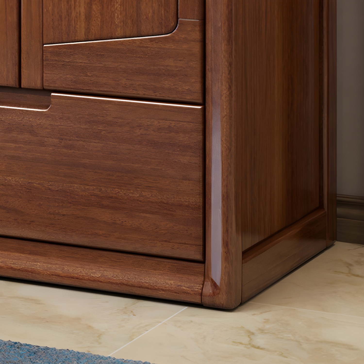 Traditional Walnut Wardrobe Armoire with Drawers and Shelves - Solid Wood Construction - image 3