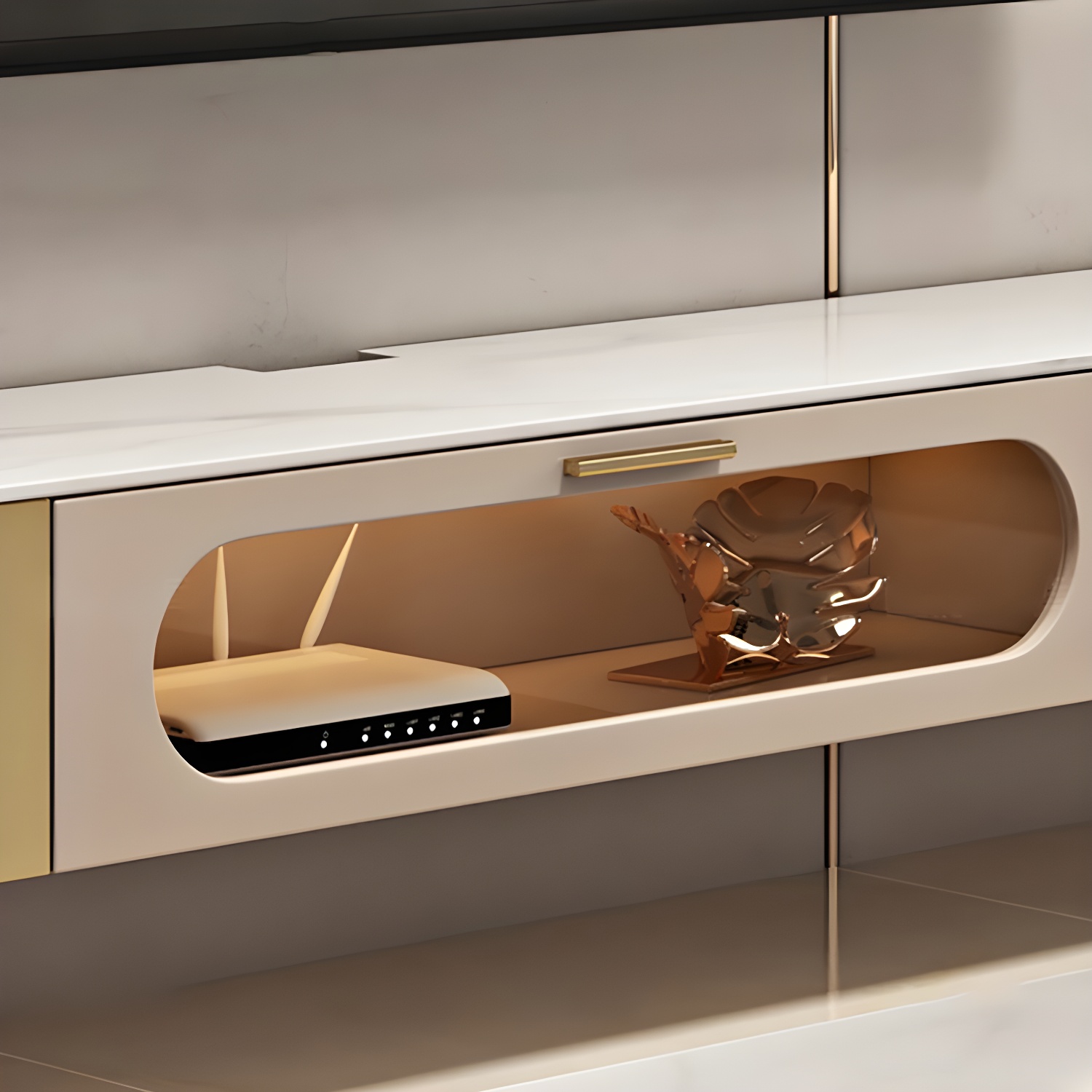 Luxury Enclosed Storage TV Console Home Rectangle Sintered Stone TV Cabinet - image 6