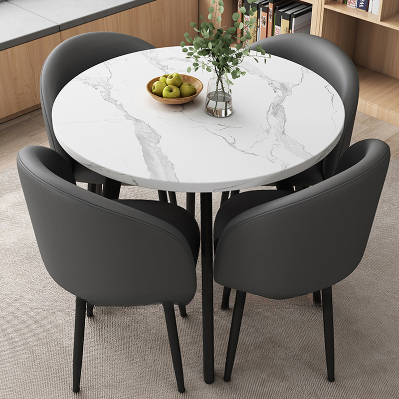 Circular Manufactured Wood Dining Table Set with Upholstered Back, Padded Chair, Arms, Seats 4 - image 6