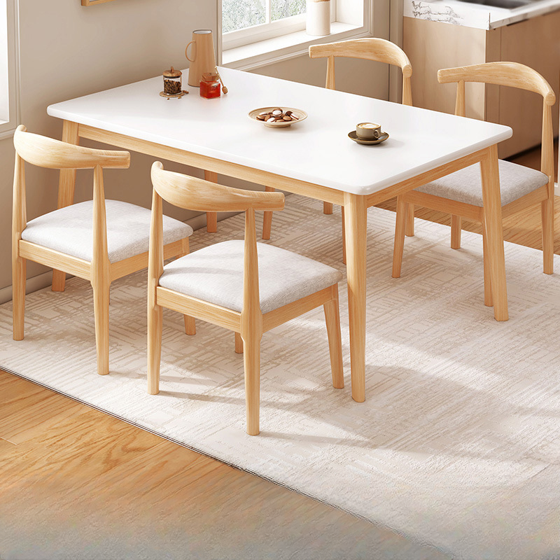 Rectangular Dining Table Set with Recycled Wood Fixed Table, Padded Chair Back, and Separable Design - image 3