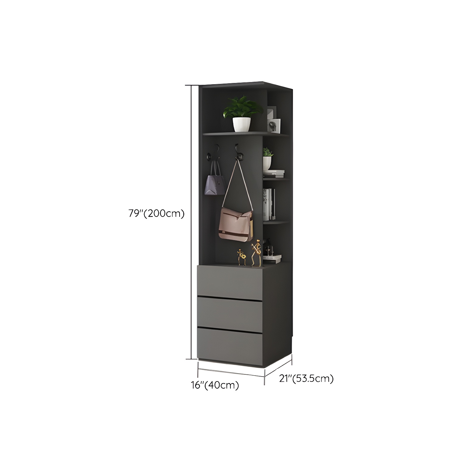 Modern Grey Wood Wardrobe Armoire with Drawers & Shelves for Ample Storage - image 32
