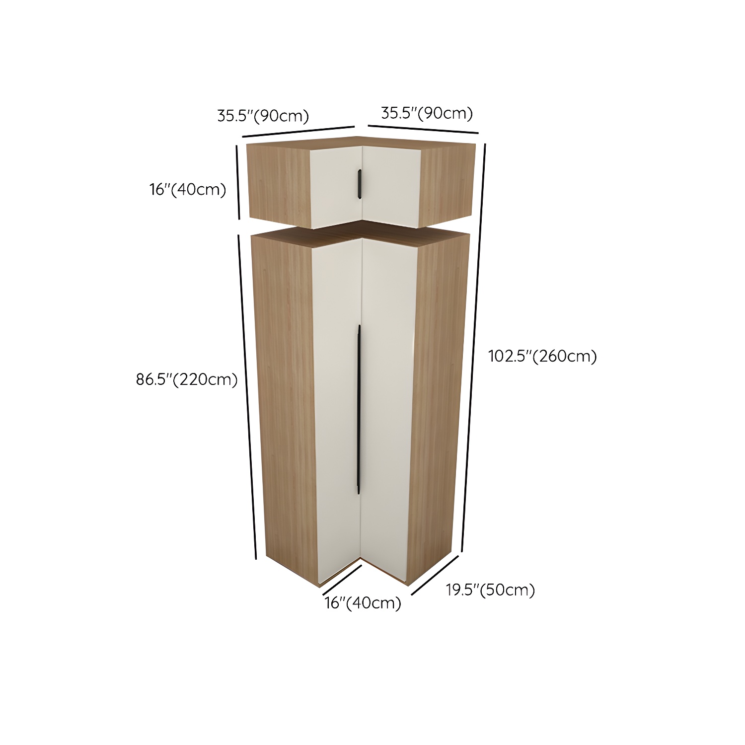 Contemporary Wooden Wardrobe Armoire 80" with Shelves & Soft Close Drawers - image 15