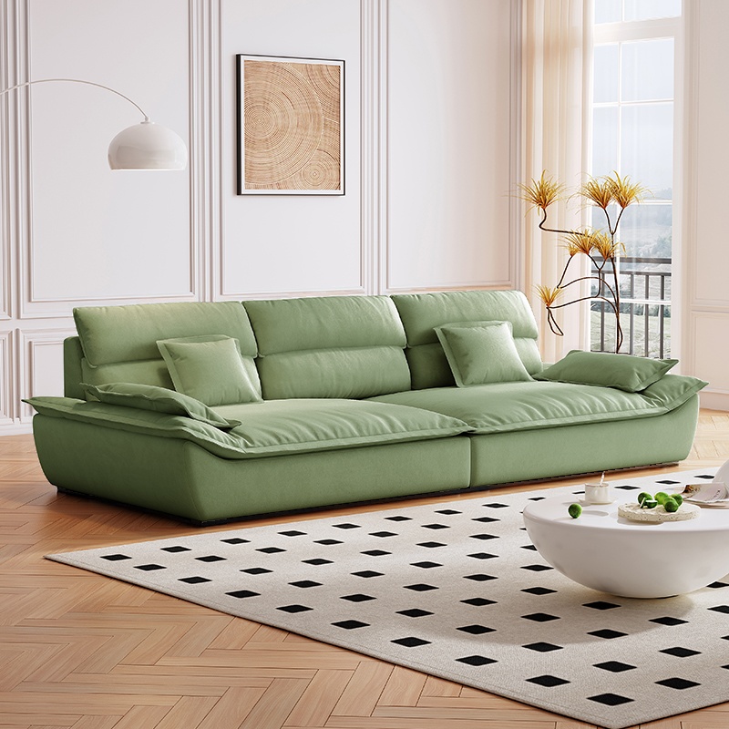 Contemporary Scratch-tolerant Solid Color Standard Sofa in Dark Gray/White/Light Blue, Seats 5 with 2 Pillows - image 9