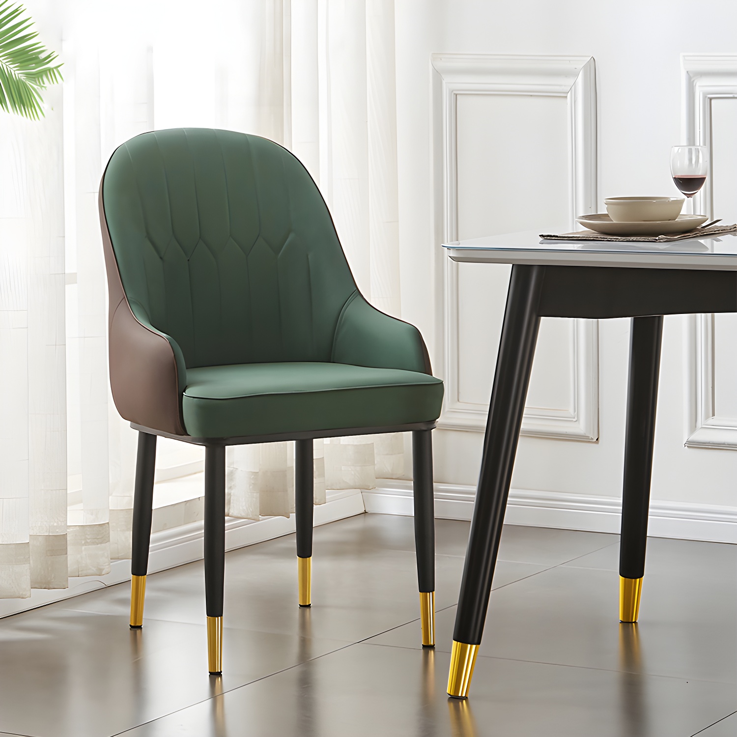 Contemporary Metal Dining Room Chairs Upholstered Dining Armchairs for Home Use - image 20