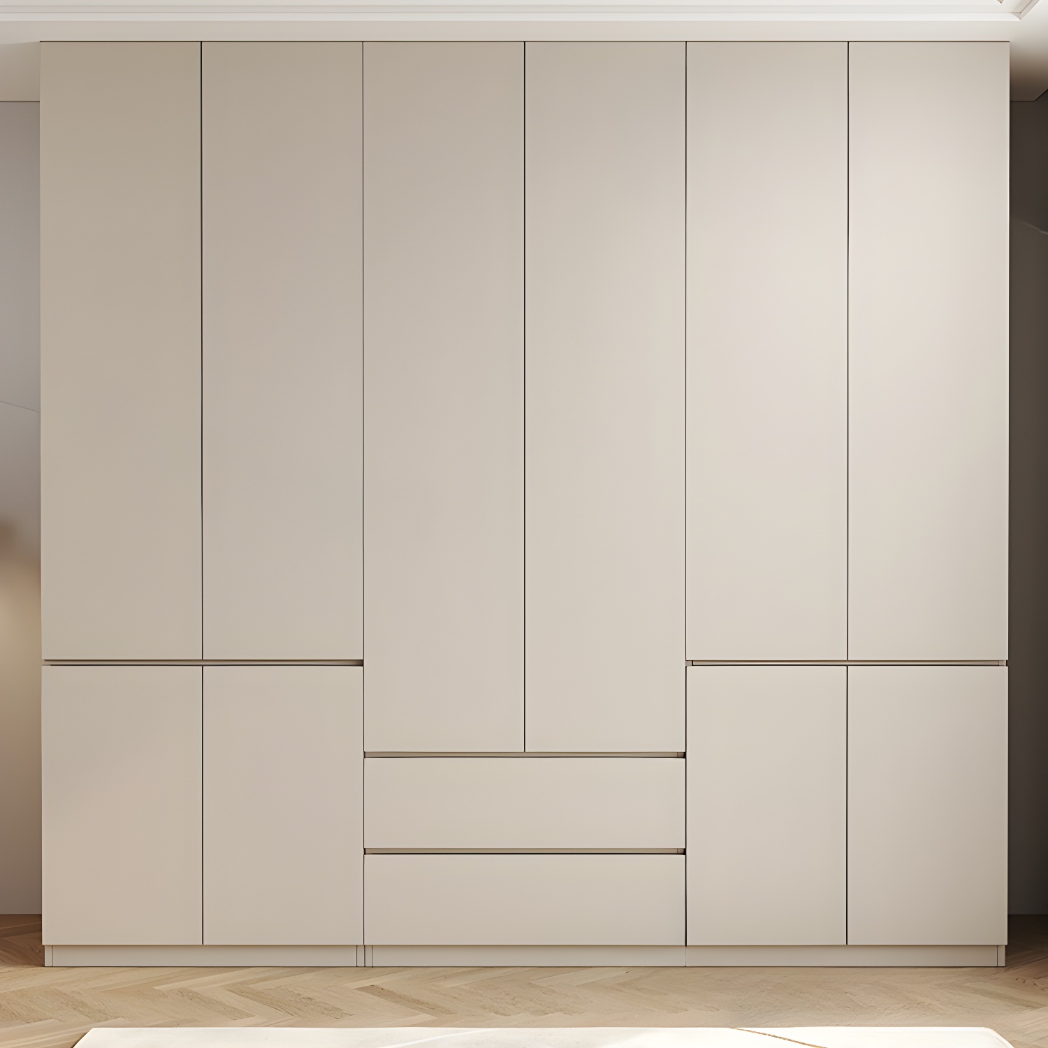 Beige Solid Wood Wardrobe Armoire with Clothing Rod & Shelves - image 3