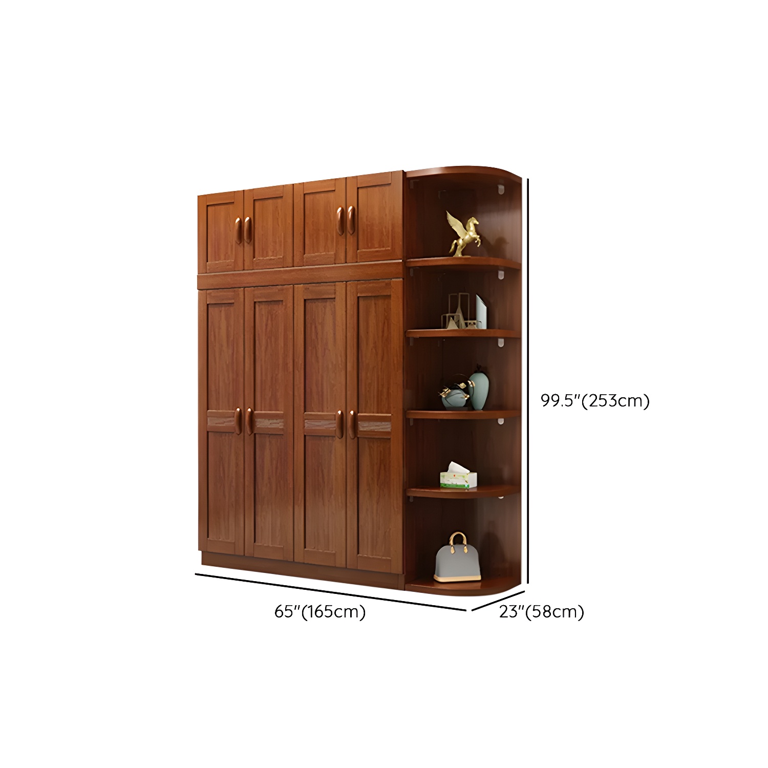 Wood Brown Rustic Wardrobe Armoire with Drawers & Shelves, Walnut Finish - image 24