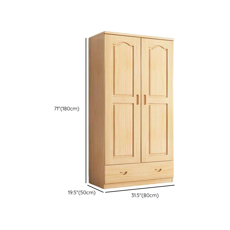 Natural Finish Modish Pine Wood Wardrobe Closet with Soft Close Drawer, Soft Close Door, Interior Shelves, and Clothing Rod - image 11