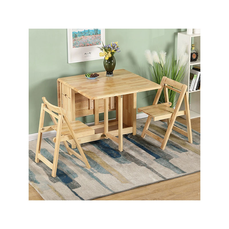 Trendy Collapsible Solid Wood Dining Set Non-adjustable Standard Height - image 4
