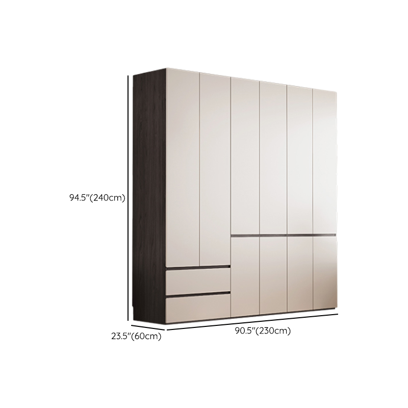 White Minimalist Manufactured Wood Independent Wardrobe Closet with Soft Close Drawer, Soft Close Door, and Interior Shelves - image 30