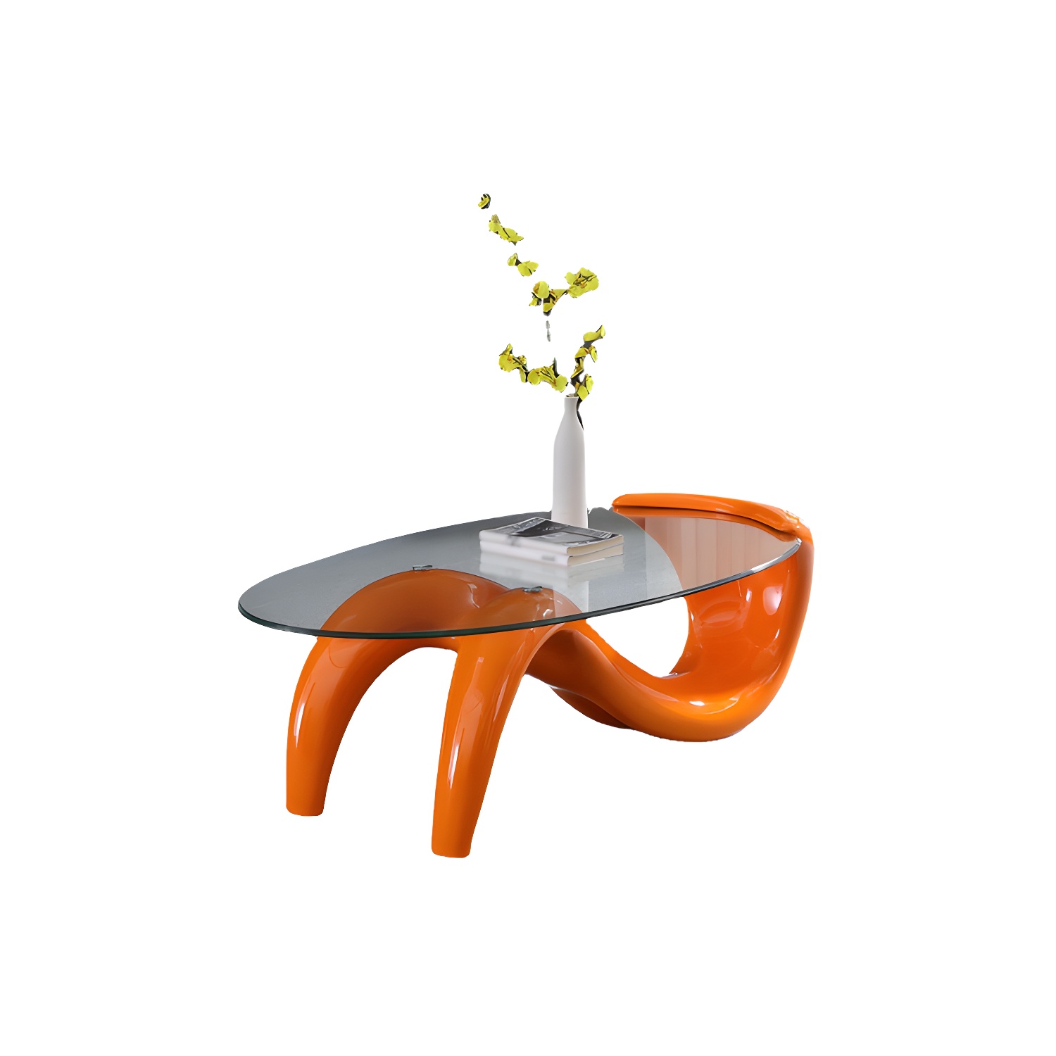 Abstract Coffee Table Contemporary Glass 15.7" Cocktail Table - image 9